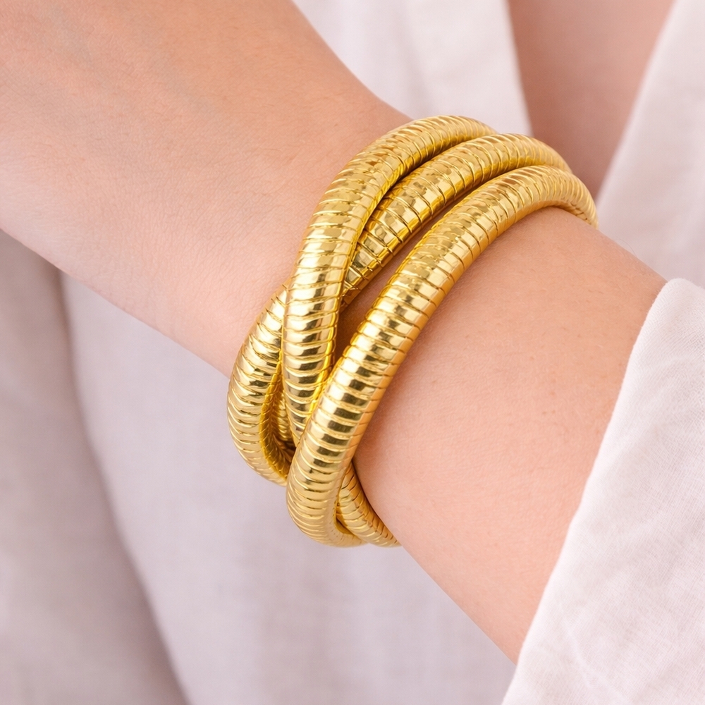 Radiant Gold Coil Bracelet Set